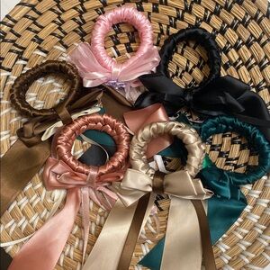 Hand Crafted Satin Scrunchie with Bow - Choice of 1